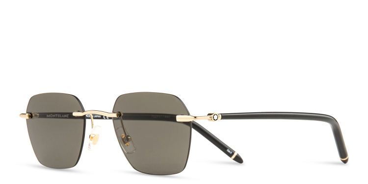 Shop MONTBLANC Rimless Irregular Sunglasses in Gold online.