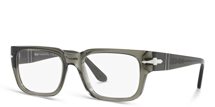Shop PERSOL Wide Rectangle Eyeglasses in Grey online.