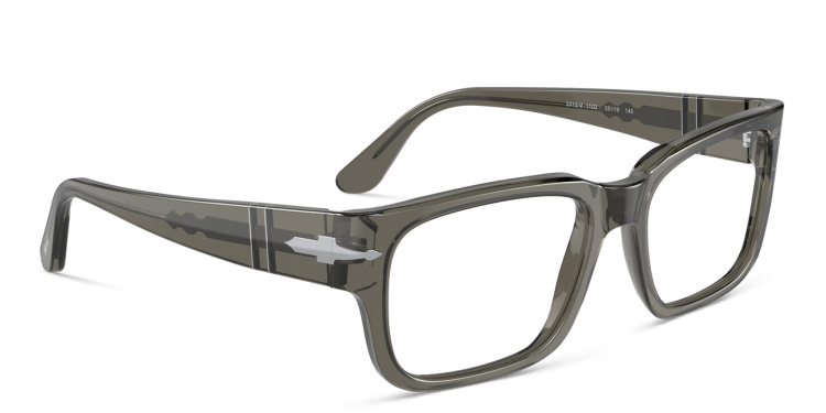 Shop PERSOL Wide Rectangle Eyeglasses in Grey online.