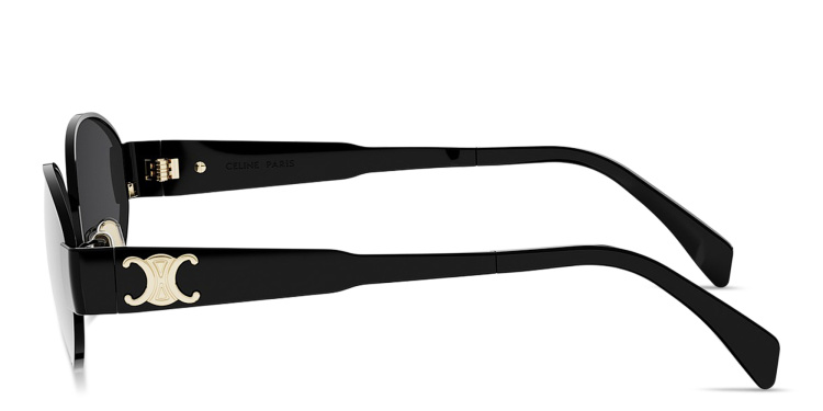 Shop CELINE Metal Triomphe Oval Sunglasses in Black online.
