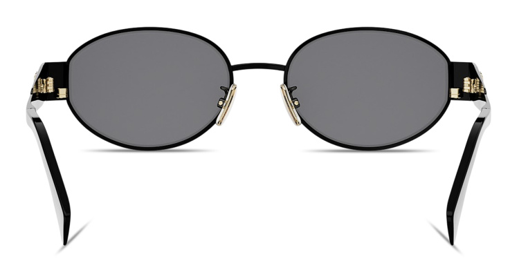 Shop CELINE Metal Triomphe Oval Sunglasses in Black online.