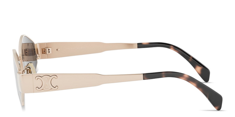 Shop CELINE Metal Triomphe Geometric Sunglasses in Gold online.