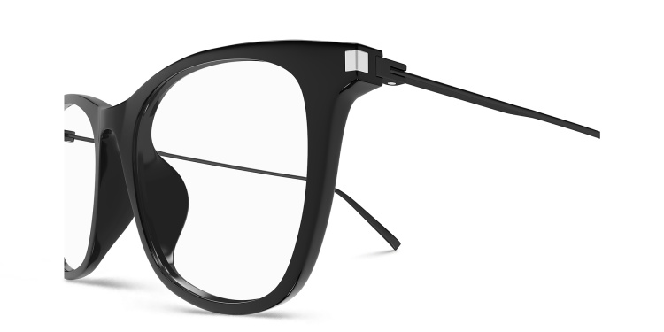 Shop SAINT LAURENT Unisex Square Eyeglasses in Black online.