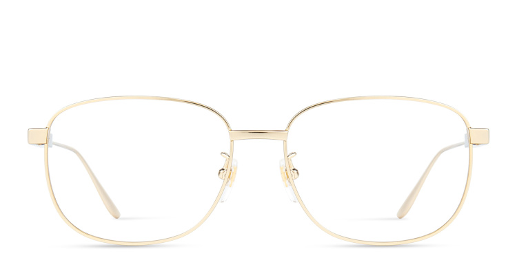 Shop GUCCI Wide Rectangle Eyeglasses in Gold online.