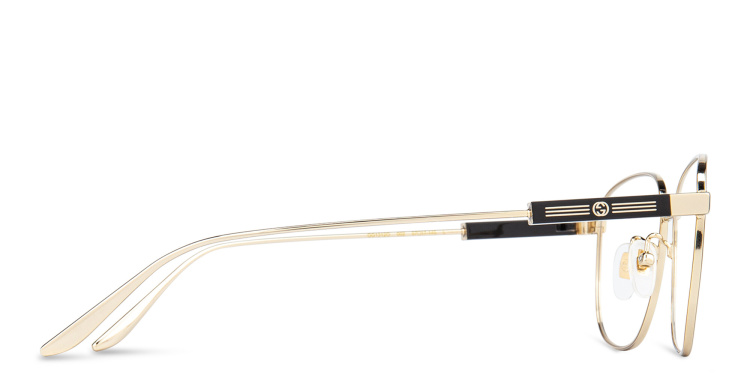 Shop GUCCI Wide Rectangle Eyeglasses in Gold online.