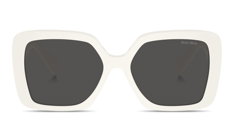 Shop MIU MIU Irregular Sunglasses in White online.