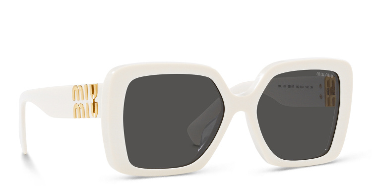 Shop MIU MIU Irregular Sunglasses in White online.