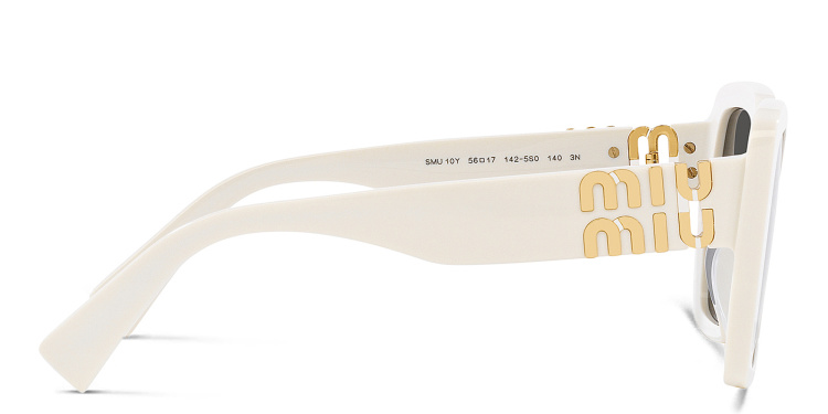 Shop MIU MIU Irregular Sunglasses in White online.