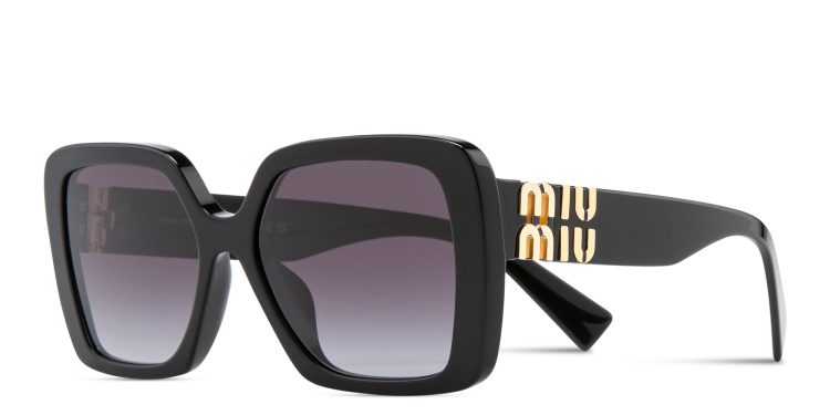 Shop MIU MIU Irregular Sunglasses in Black online.