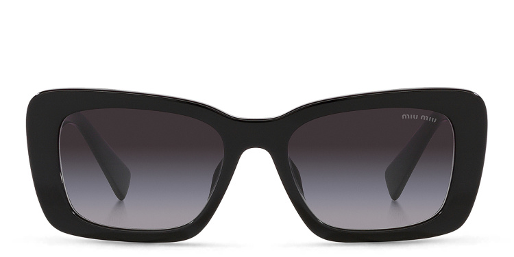 Shop MIU MIU Rectangle Sunglasses in Black online.