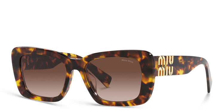 Shop MIU MIU Rectangle Sunglasses in Havana online.