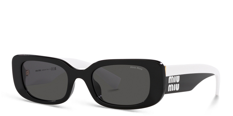 تسوق نظارات شمسية مستطيلة ميو ميو بلون أسود أونلاين.