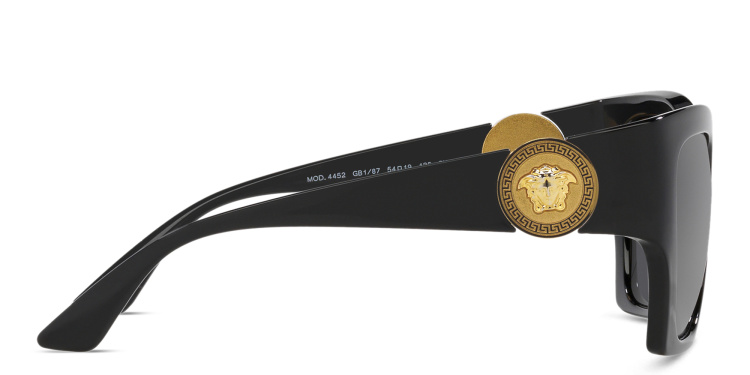 Shop VERSACE Medusa Irregular Sunglasses in Black online.
