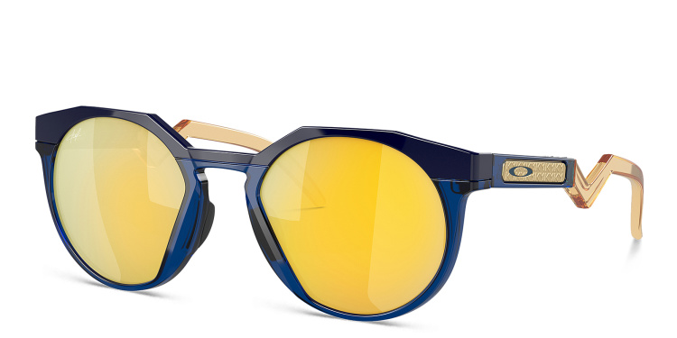 Shop Oakley HSTN Round Sunglasses in Blue online.