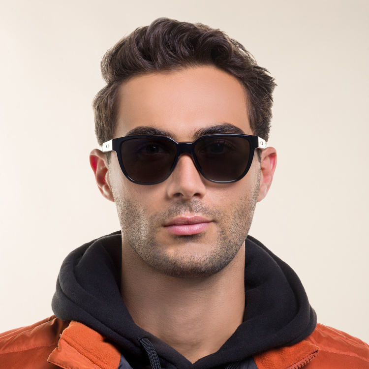 Shop Oakley Rectangle Sunglasses in Black online.