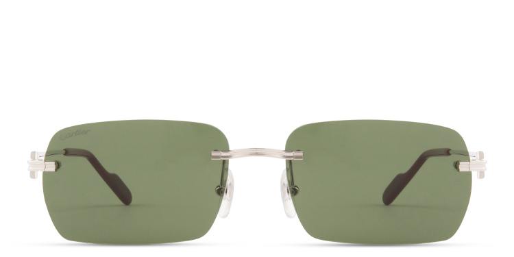 تسوق نظارات شمسية بروميير دو كارتييه مستطيلة بدون إطار كارتييه بلون فضي أونلاين.