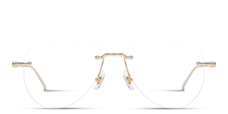 Shop MONTBLANC Rimless Pilot Eyeglasses in Gold online.