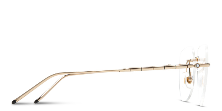 Shop MONTBLANC Rimless Pilot Eyeglasses in Gold online.
