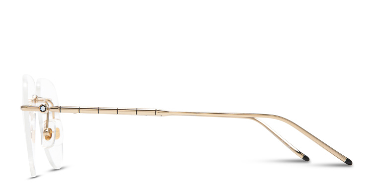 Shop MONTBLANC Rimless Pilot Eyeglasses in Gold online.