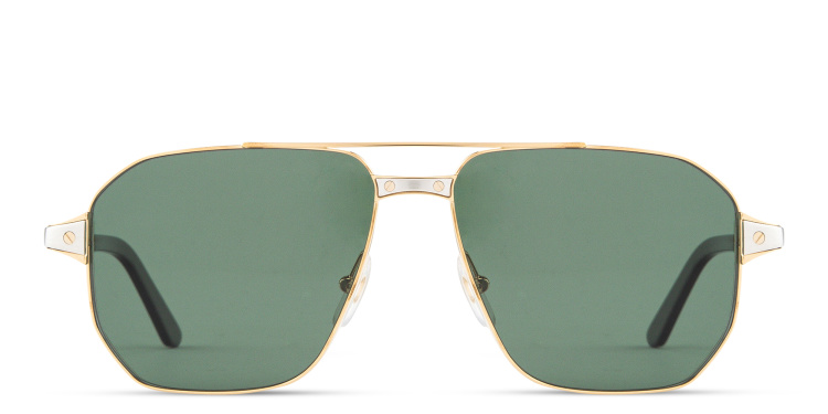تسوق نظارات شمسية سانتوس دو كارتييه واسعة طراز بايلوت كارتييه بلون ذهبي أونلاين.