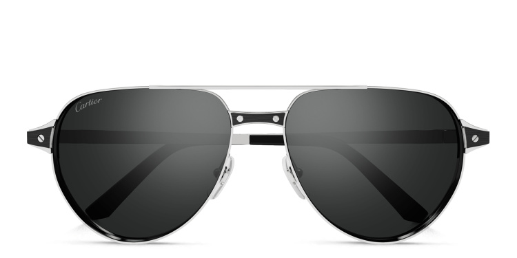تسوق نظارات شمسية سانتوس دو كارتييه طراز بيلوت كارتييه بلون فضي أونلاين.