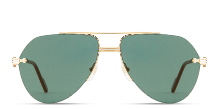 Shop Cartier Première de Cartier Half-Rim Pilot Sunglasses in Gold online.