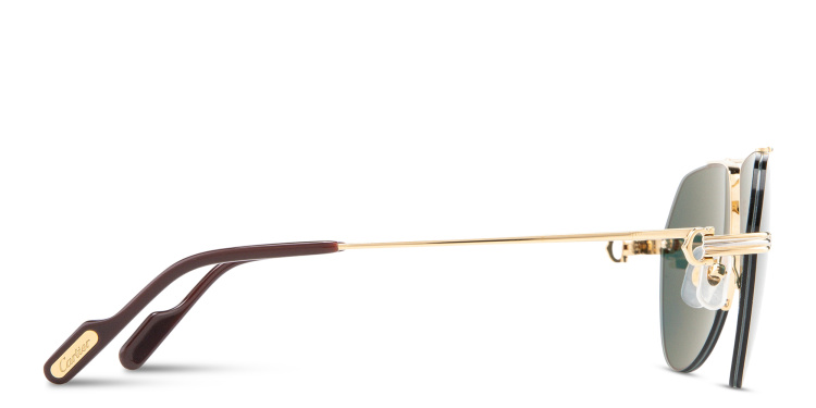 Shop Cartier Première de Cartier Half-Rim Pilot Sunglasses in Gold online.