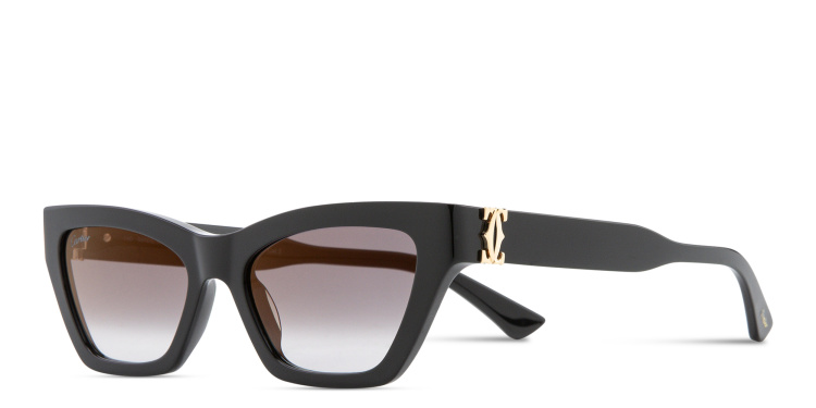 Shop Cartier Double 'C'de Cartier Cat-Eye Sunglasses in Black online.