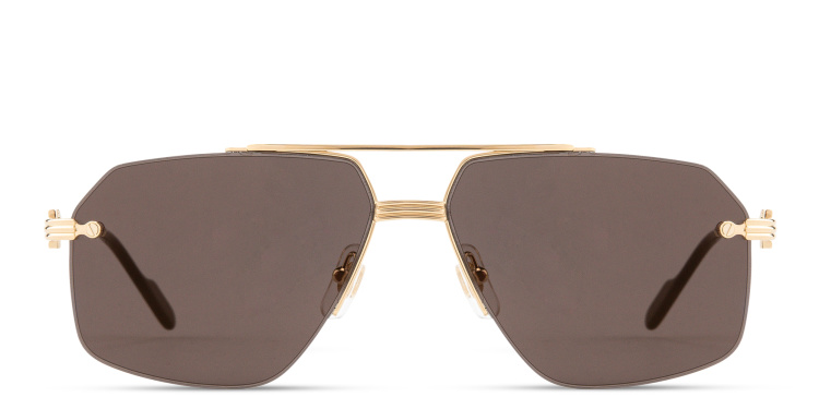 تسوق نظارات شمسية بروميير دو كارتييه طراز بايلوت بنصف إطار كارتييه بلون ذهبي أونلاين.