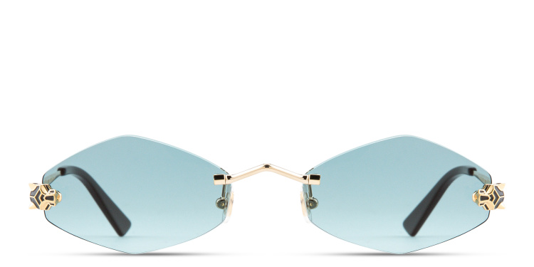 تسوق نظارات شمسية بانثير دو كارتييه غير منتظمة بدون إطار كارتييه بلون ذهبي أونلاين.