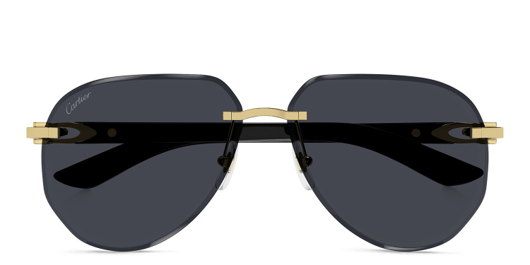 Shop Cartier C'de Cartier Rimless Aviator Sunglasses in Gold online.