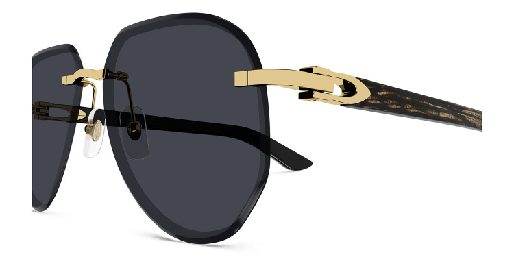 Shop Cartier C'de Cartier Rimless Aviator Sunglasses in Gold online.