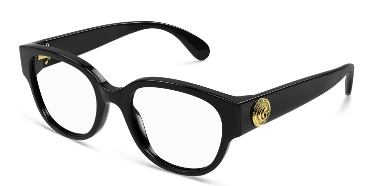 Shop GUCCI Square Eyeglasses in Black online.