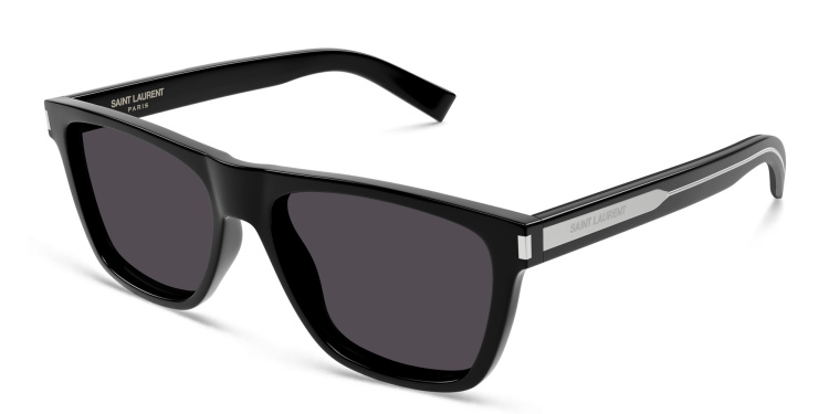 Shop SAINT LAURENT Rectangle Sunglasses in Black online.