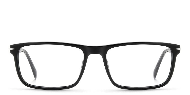 Shop DAVID BECKHAM Timeless Icons Wide Rectangle Eyeglasses in Grey online.