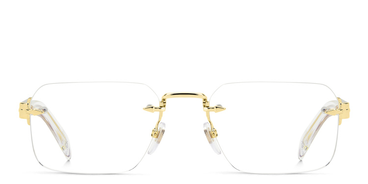 Shop DAVID BECKHAM Rimless Rectangle Eyeglasses in Gold online.