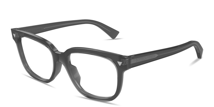 Shop BOTTEGA VENETA Triangle Stud Square Eyeglasses in Grey online.