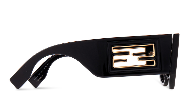 Shop FENDI Baguette Oval Sunglasses in Black online.