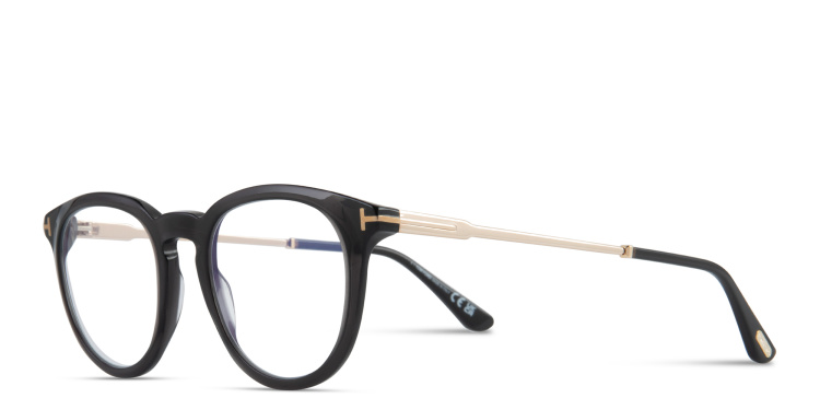 Shop TOM FORD Round Eyeglasses in Black online.