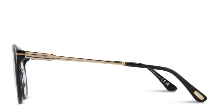 Shop TOM FORD Round Eyeglasses in Black online.