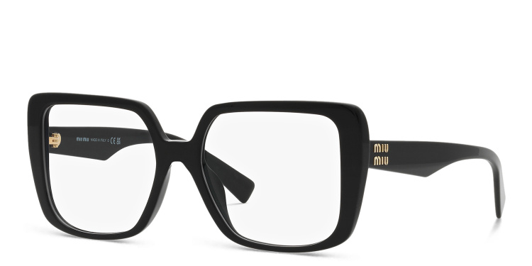 Shop MIU MIU Square Eyeglasses in Black online.