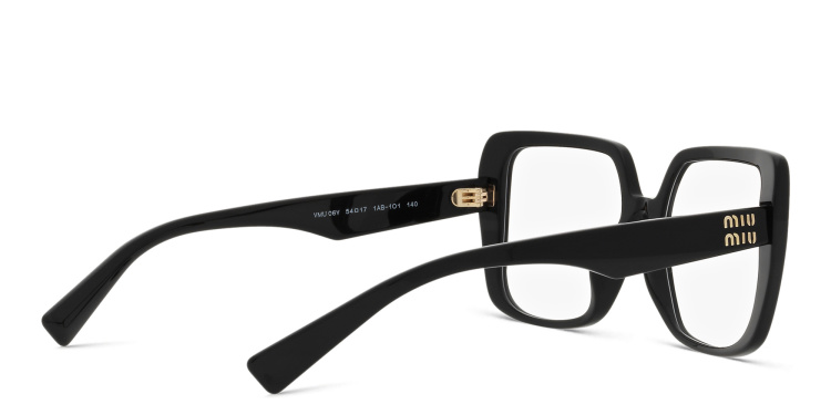 Shop MIU MIU Square Eyeglasses in Black online.