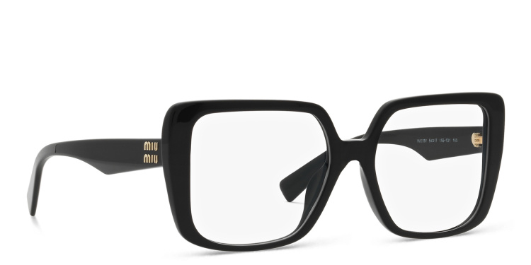Shop MIU MIU Square Eyeglasses in Black online.