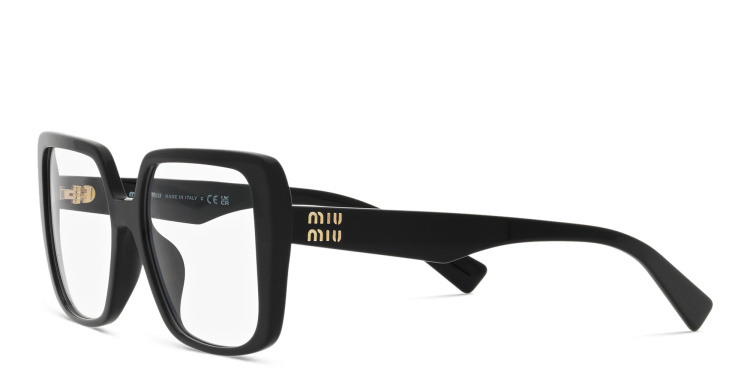 Shop MIU MIU Square Eyeglasses in Black online.