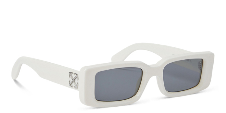 Shop OFF WHITE Arthur Unisex Rectangle Sunglasses in White online.