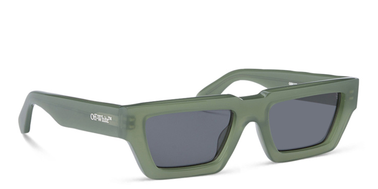 Shop OFF WHITE Manchester Unisex Rectangle Sunglasses in Green online.