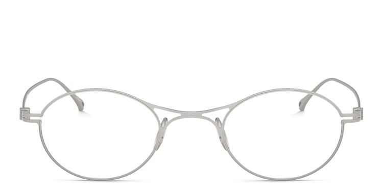 Shop GIORGIO ARMANI Double Dutch Oval Eyeglasses in Silver online.