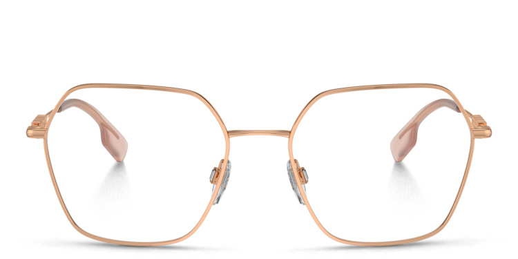 Shop BURBERRY Logo Irregular Eyeglasses in Gold online.