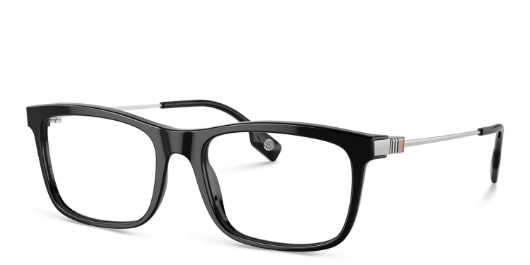 Shop BURBERRY Rectangle Eyeglasses in Black online.