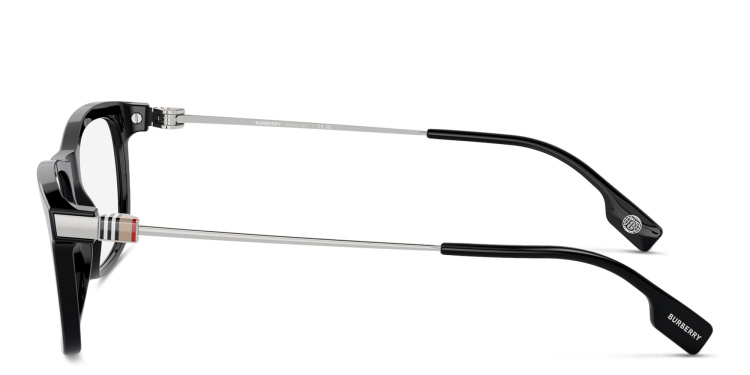 Shop BURBERRY Rectangle Eyeglasses in Black online.